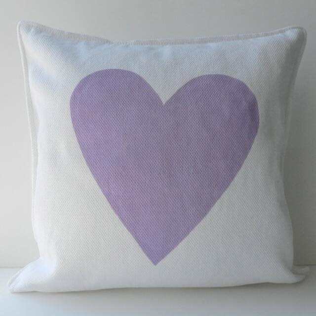 New 20x20 Inch Designer Handmade Pillow Case With Hand Painted Lavender Heart