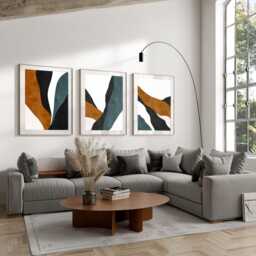 Abstract Wall Art Prints, Art, Set Of 3 Neutral Home Decor, Livingroom A2 A1 50x70cm - thumbnail 2