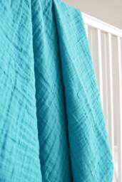 Teal Swaddle Blanket For Newborns Or Toddlers, Baby Shower Gift, Double Gauze Blanket, Muslin 100% Cotton - thumbnail 1
