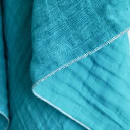 Teal Swaddle Blanket For Newborns Or Toddlers, Baby Shower Gift, Double Gauze Blanket, Muslin 100% Cotton - thumbnail 3