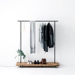 Clothes Rack With Storage & Hanging Options Made Of Recycled Reclaimed Wood