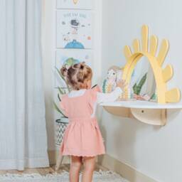 Sunshine Wall-Mounted Kids Table, Preschool Set - Desk & Chair, Montessori Furniture, Boho Style Nursery, Toddler Playroom, Mirror For Baby - thumbnail 2