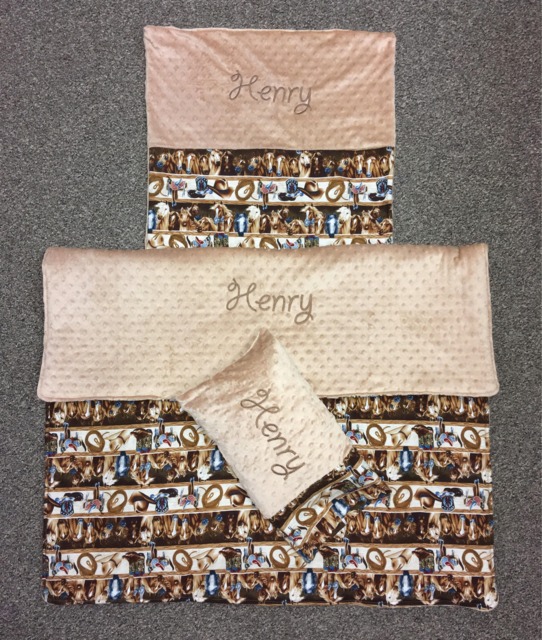 Custom Embroidered Western Nap Mat Cover, Blanket, Pillow & Case - image 1