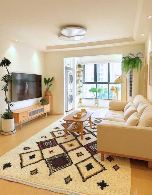 White Hand Knotted Moroccan Rug Authentic Berber Wool Azilal Rug - image 1