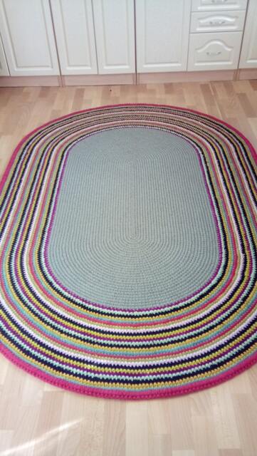 Handmade Wool Oval Rug - Modern Crochet Carpet - image 1