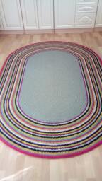 Handmade Wool Oval Rug - Modern Crochet Carpet - thumbnail 1