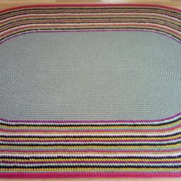 Handmade Wool Oval Rug - Modern Crochet Carpet - thumbnail 3