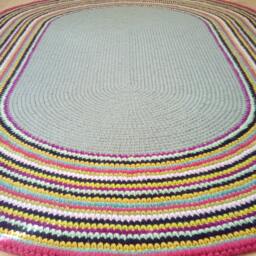 Handmade Wool Oval Rug - Modern Crochet Carpet - thumbnail 2