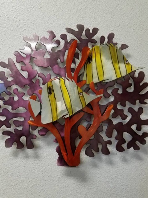 Aluminum Coral Reef Wall Art, Wildlife Enthusiast, Father's Day Gift, Gift For Him, Handmade Fish Butterfly , Metal Decor - image 1