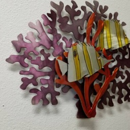 Aluminum Coral Reef Wall Art, Wildlife Enthusiast, Father's Day Gift, Gift For Him, Handmade Fish Butterfly , Metal Decor - thumbnail 3