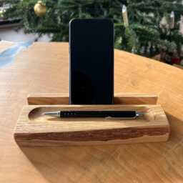 Personalized Wooden Desk Organizer With Smartphone & Tablet Holders - Perfect Gift Colleague Engraving Option Phone Stand, Pen Holder - thumbnail 3