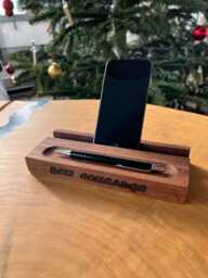 Personalized Wooden Desk Organizer With Smartphone & Tablet Holders - Perfect Gift Colleague Engraving Option Phone Stand, Pen Holder - thumbnail 1