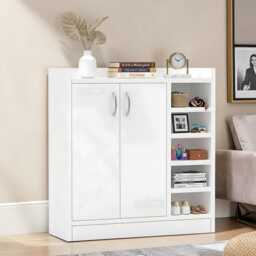 Wooden Shoe Rack Storage Cabinet White Cupboard Organizer Bedroom Decor Shelves Unit