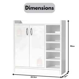 Wooden Shoe Rack Storage Cabinet White Cupboard Organizer Bedroom Decor Shelves Unit - thumbnail 4
