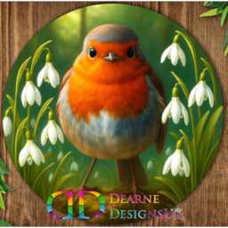 Robin & Snowdrop Sign Red Gifts British Garden Birds Wall Decorations Outdoor & Plaque Spring Wreath Ornaments - thumbnail 2