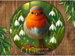 Robin & Snowdrop Sign Red Gifts British Garden Birds Wall Decorations Outdoor & Plaque Spring Wreath Ornaments - thumbnail 1