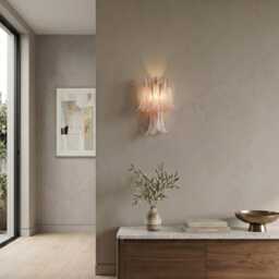 Murano Glass Sconce 2 Tier - Nine Teal Petali Mid-Century Italian Wall Mounted Light - thumbnail 2