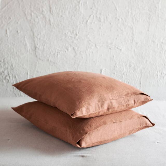 Linen Pillowcases Set Of Two, Natural Pillow Case Pair, Handmade Queen, King, Euro Shams - image 1