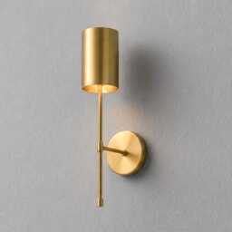 Modern Minimalist Elegant Lighting Fixture For Interiors Brushed Brass Wall Sconce With Cylindrical Shade - thumbnail 4