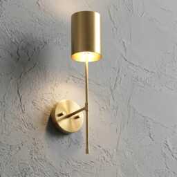 Modern Minimalist Elegant Lighting Fixture For Interiors Brushed Brass Wall Sconce With Cylindrical Shade - thumbnail 2