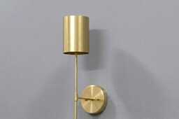 Modern Minimalist Elegant Lighting Fixture For Interiors Brushed Brass Wall Sconce With Cylindrical Shade