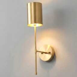 Modern Minimalist Elegant Lighting Fixture For Interiors Brushed Brass Wall Sconce With Cylindrical Shade - thumbnail 3