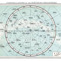 Northern Hemisphere Constellations Map, Astronomy Print Taken From An Early Times Atlas Map Showing The & Stars - thumbnail 2
