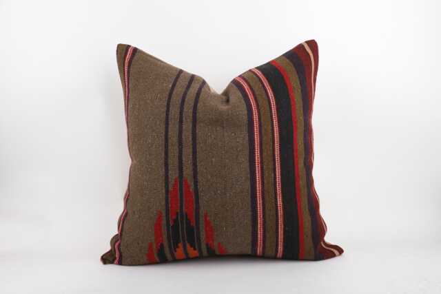 Kilim Lumbar Pillow Cover 24x24 Turkish Bohemian Cushion - image 1