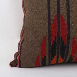 Kilim Lumbar Pillow Cover 24x24 Turkish Bohemian Cushion - thumbnail 2