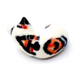Miniature Ceramic Cat Kitty Sleeping Animal Little White Orange Black Figurine Tiny Statue Small Decoration Hand Painted Collectible Figure - thumbnail 2