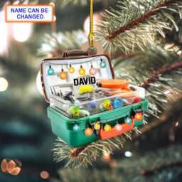 Custom Name Fishing Tackle Box Personalized Christmas Ornament, Tree Hanging Decor, Flat 2D Ornament Acrylic/ Wooden - thumbnail 1