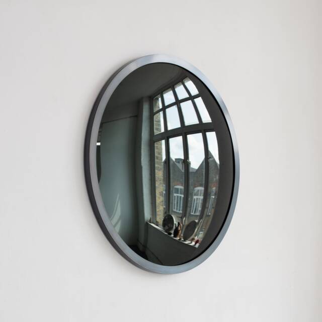 Orbis??? Round Convex Black Tinted Mirror With Blackened Metal Frame - image 1