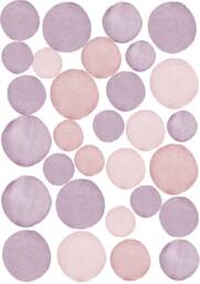 Purple Polka Dot Wall Stickers - Fabric Peel & Stick Watercolour Sticker Set For Kids Rooms & Nursery - thumbnail 2