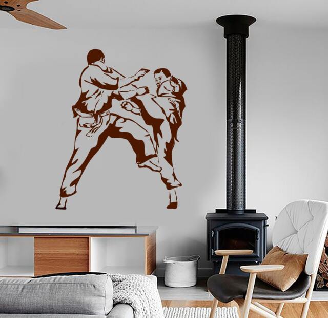 Wall Vinyl Decal Sport Karate Fighting Practice Fight Techniques Boxing Gym Modern Home Decor - #1214Dz - image 1