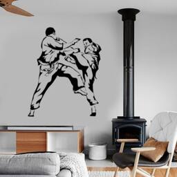 Wall Vinyl Decal Sport Karate Fighting Practice Fight Techniques Boxing Gym Modern Home Decor - #1214Dz - thumbnail 2