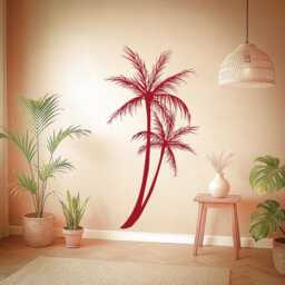 Palm Tree Sunset Wall Decal - Tropical Romantic Floral Vinyl Art For Bedroom Or Beach House Decor 1427Dz - thumbnail 2