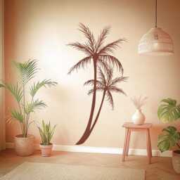 Palm Tree Sunset Wall Decal - Tropical Romantic Floral Vinyl Art For Bedroom Or Beach House Decor 1427Dz - thumbnail 3
