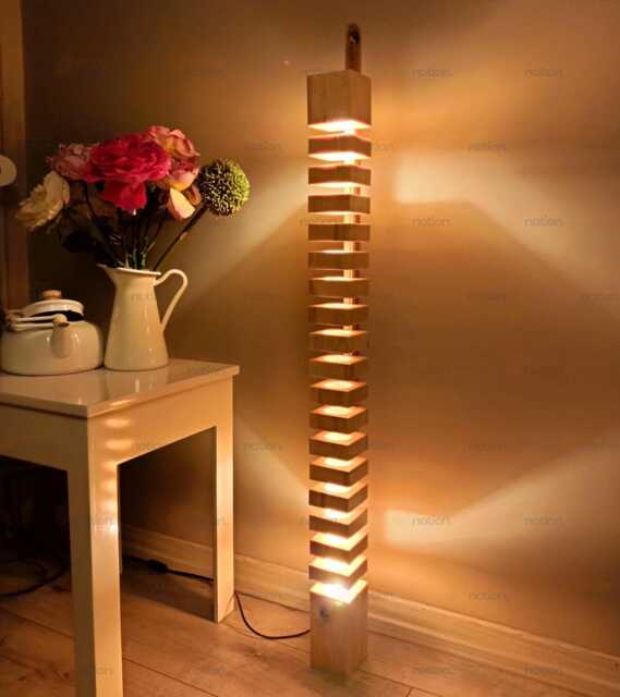 Echelon Handmade Wooden Floor Lamp Modern Rustic Home Decor - image 1