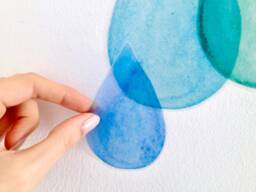 Wall Decals Watercolor Drops in Aqua Blue, Set Of 9 Tile Decals, Furniture Hand-Painted Raindrops By Easysweethome