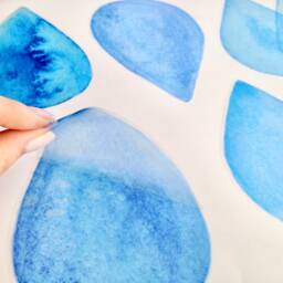 Wall Decals Watercolor Drops in Aqua Blue, Set Of 9 Tile Decals, Furniture Hand-Painted Raindrops By Easysweethome - thumbnail 3