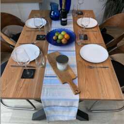 Solid Oak Dining Table Modern Kitchen Table With Black Metal Legs - thumbnail 3