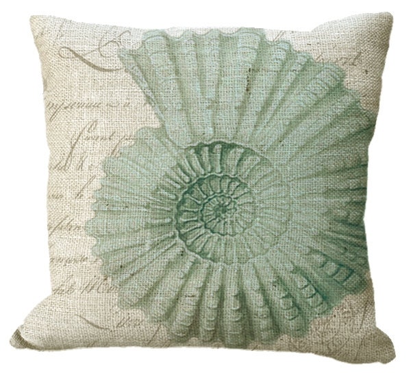 Burlap Seashell in Natural Blue Choice Of 18x18