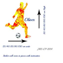 Personalised Football Strike Wall Stickers Male Footballer Decals Bedroom Home Decor - thumbnail 3