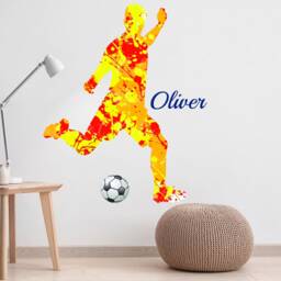Personalised Football Strike Wall Stickers Male Footballer Decals Bedroom Home Decor - thumbnail 2