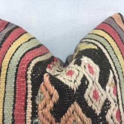 Vintage Kilim Pillow Cover, Handwoven Turkish Cushion, 16x16 - thumbnail 2