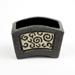 Mosaic Black Pottery Planter, Succulent & Air Plant Holder - thumbnail 1