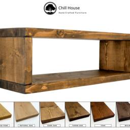 Floating Rustic Wall Cube Or Bedside Cabinet Table, Display Unit Wood Chunky Storage Handmade, Free Shipping - thumbnail 2