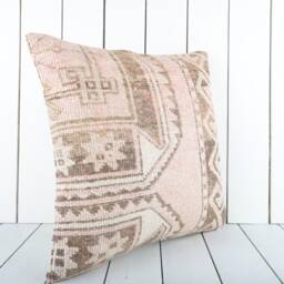 Turkish Kilim Pillow Cover 18x18 Inch, Handmade Anatolian Throw - thumbnail 2
