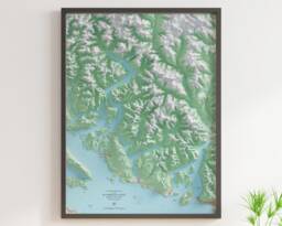 Sunshine Coast, British Columbia - Topographic Map Shaded Relief - thumbnail 1