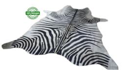 Cowhide Rug Zebra Black White Unique Peau De Vache Imprim??e Zebra Printed - thumbnail 1